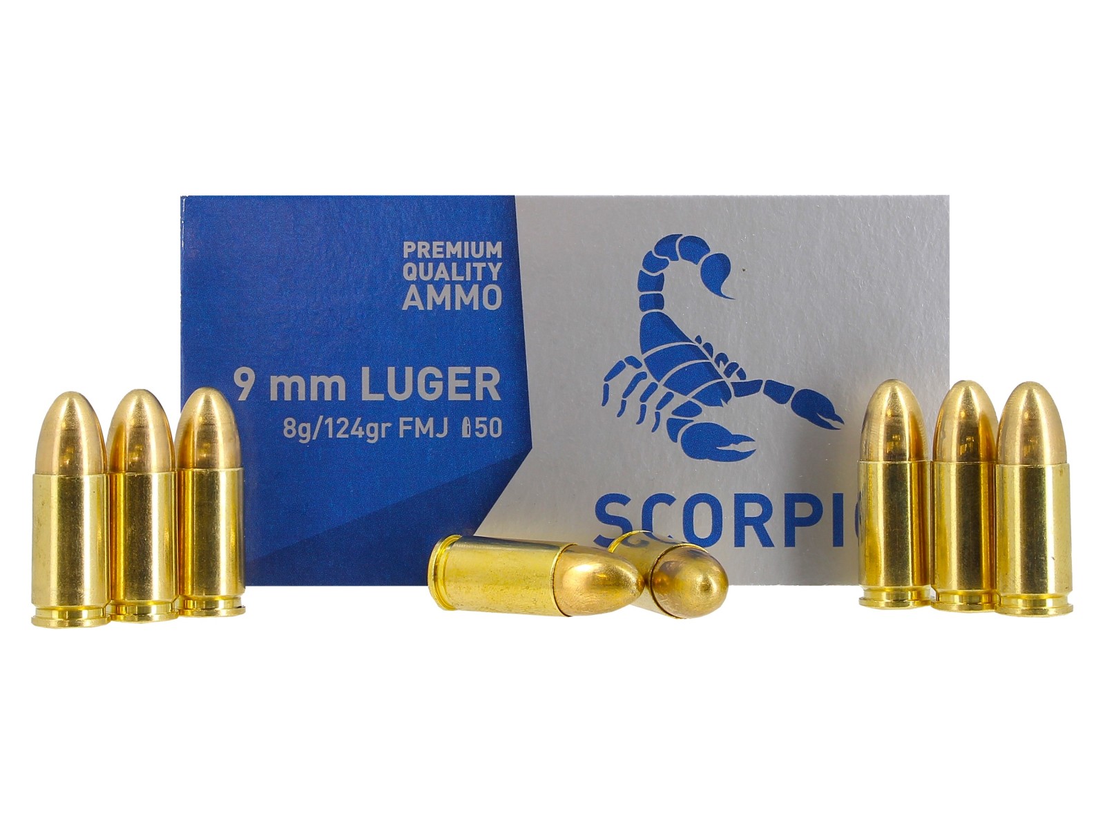 Ammunition - STV - Scorpio 9mm Luger FMJ 124Gr - standard primer (x50)