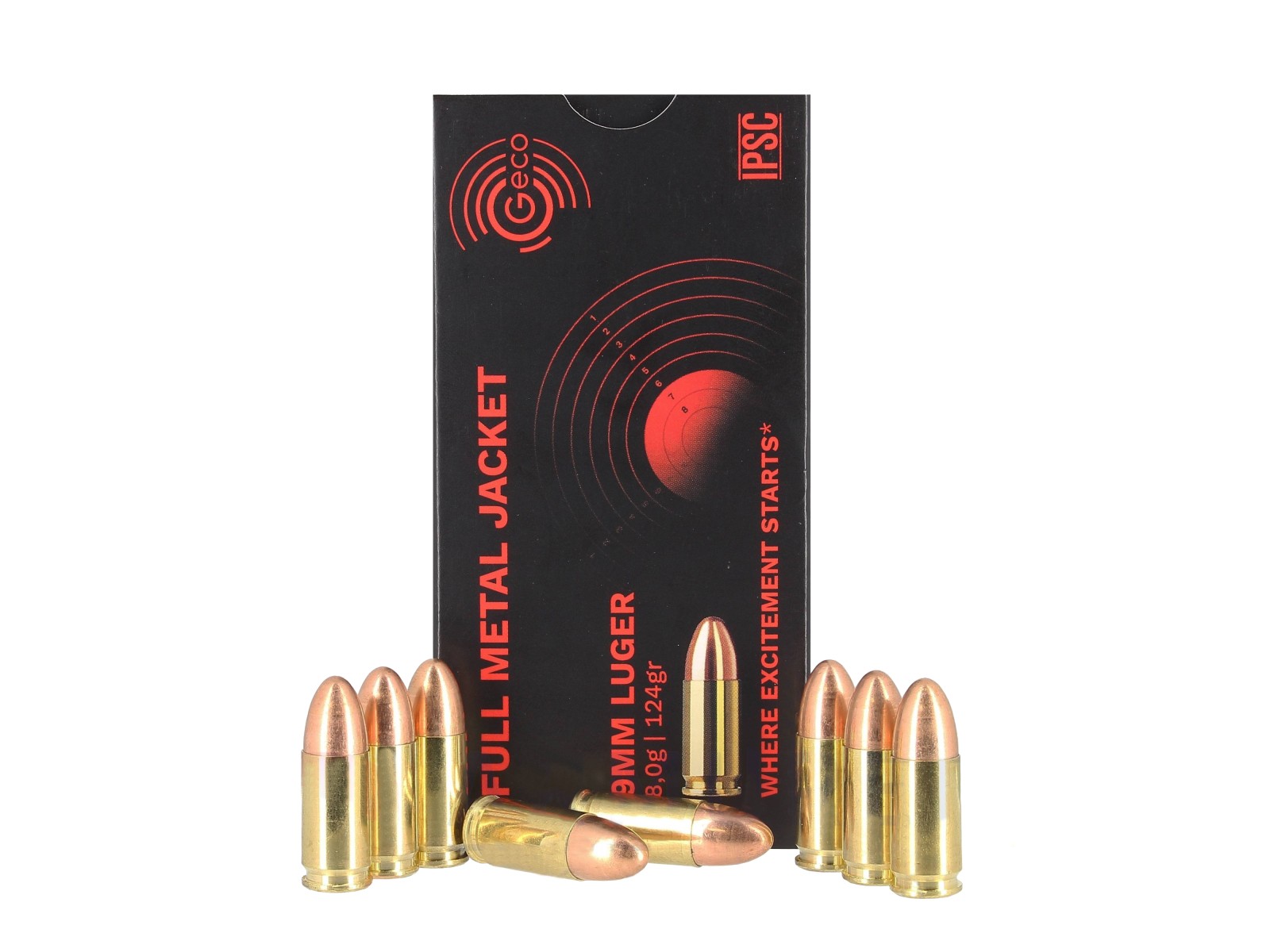 Cartuchos - Geco - FMJ - 124 grains - 9x19 (x50)