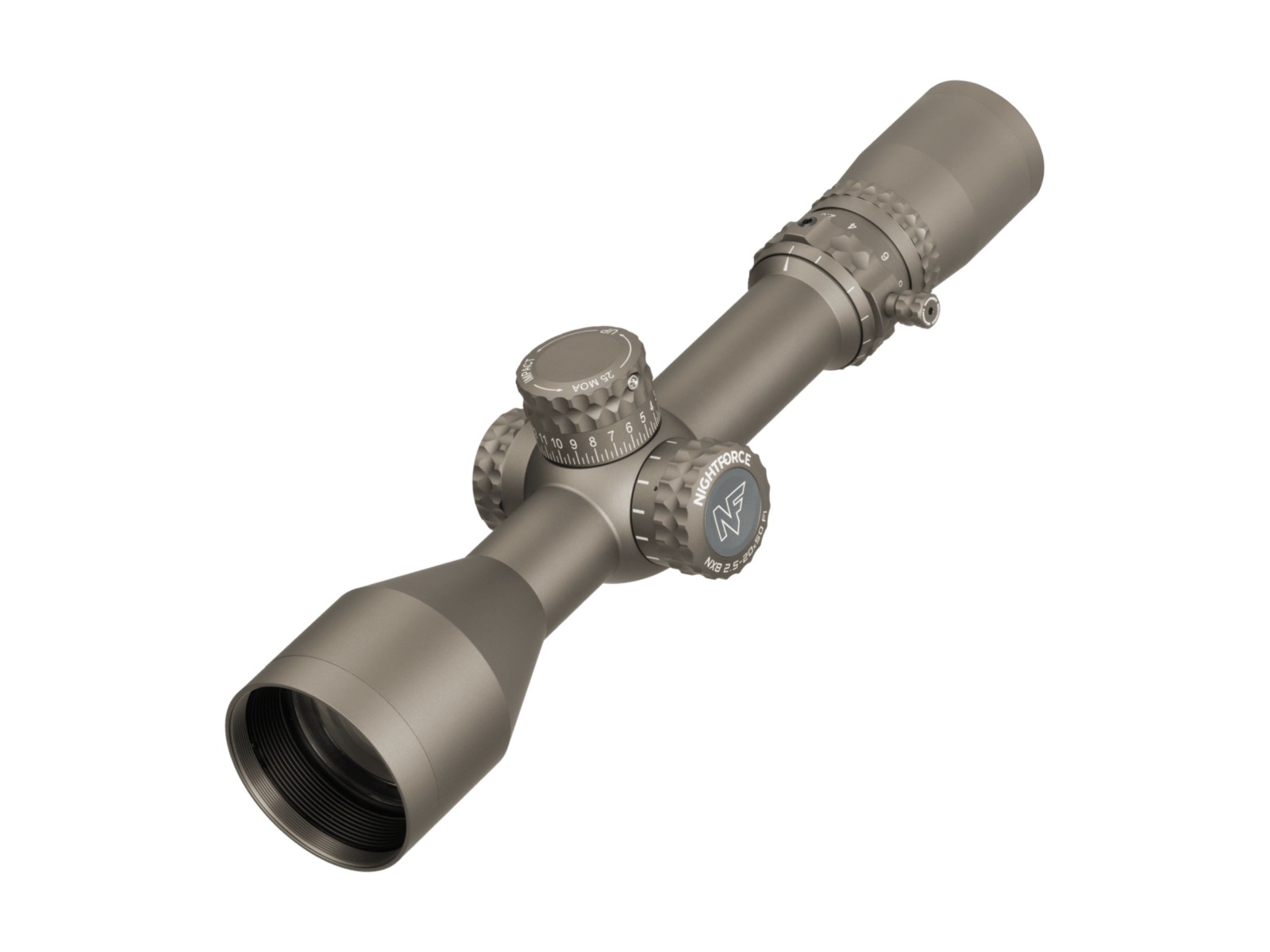 Riflescope - Nightforce - NX8 - 2.5-20X50mm F1 - ZeroStop&trade; - .1 Mil-Radian - DigIllum&trade; - PTL - Mil-XT&trade; - Dark Earth