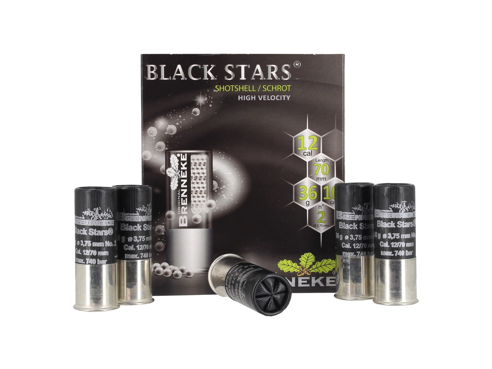 Cartridges - Brenneke - Black Stars SHOTSHELL - N&deg;2 - 12/70 (x10)