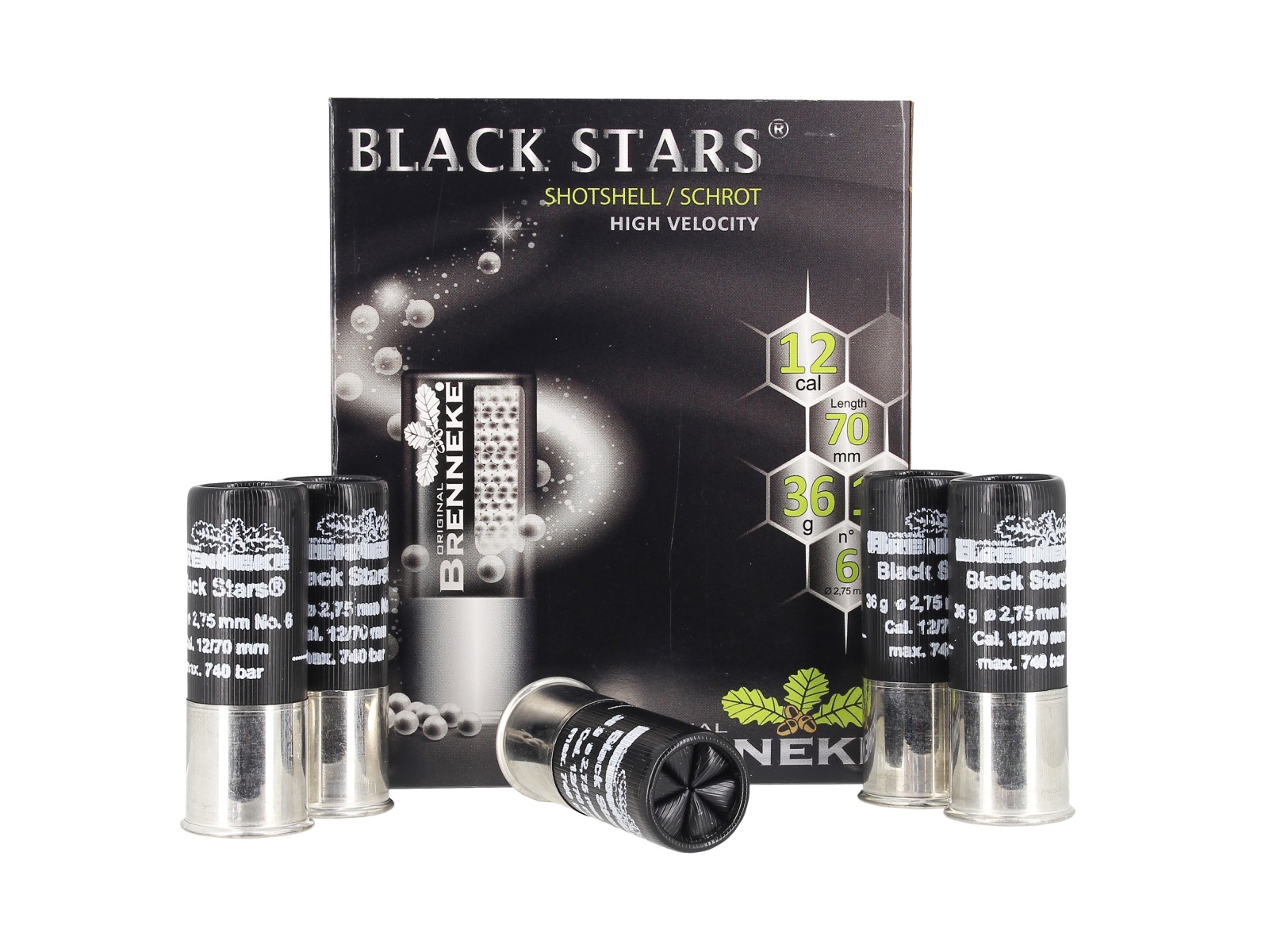 Cartridges - Brenneke - Black Stars SHOTSHELL - N&deg;6 - 12/70 (x10)