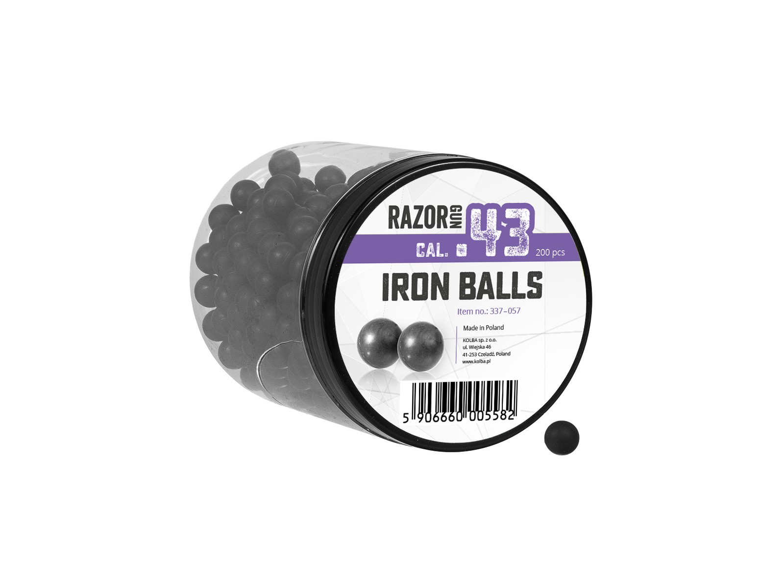 Bolas de caucho met&aacute;licas - Razor Gun - Iron Balls - .43 (x200)