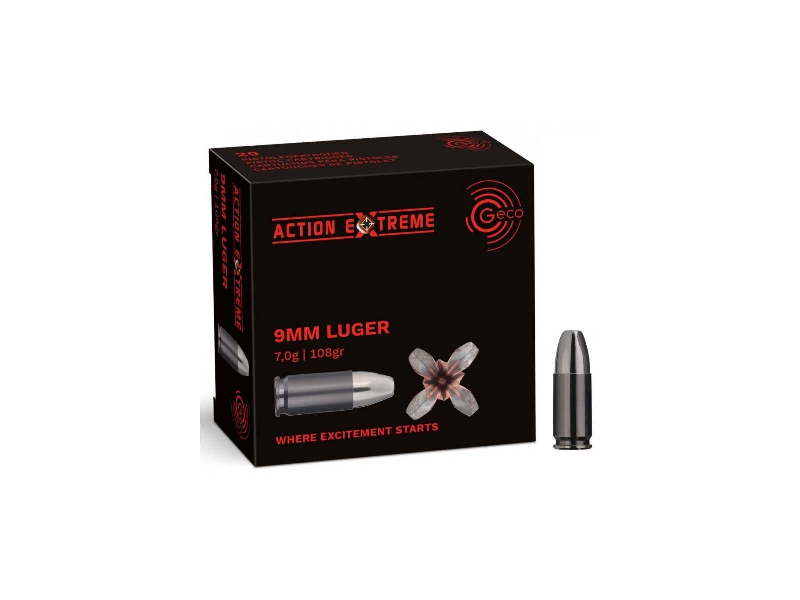 Municiones - Geco - Action extreme - 108gr - 9x19 (x20)