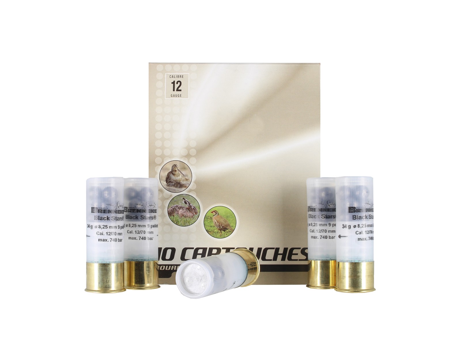 Cartridges - Brenneke - Black Stars BUCKSHOT - 8,25 mm - 9 pellets - 12/70 (x10)