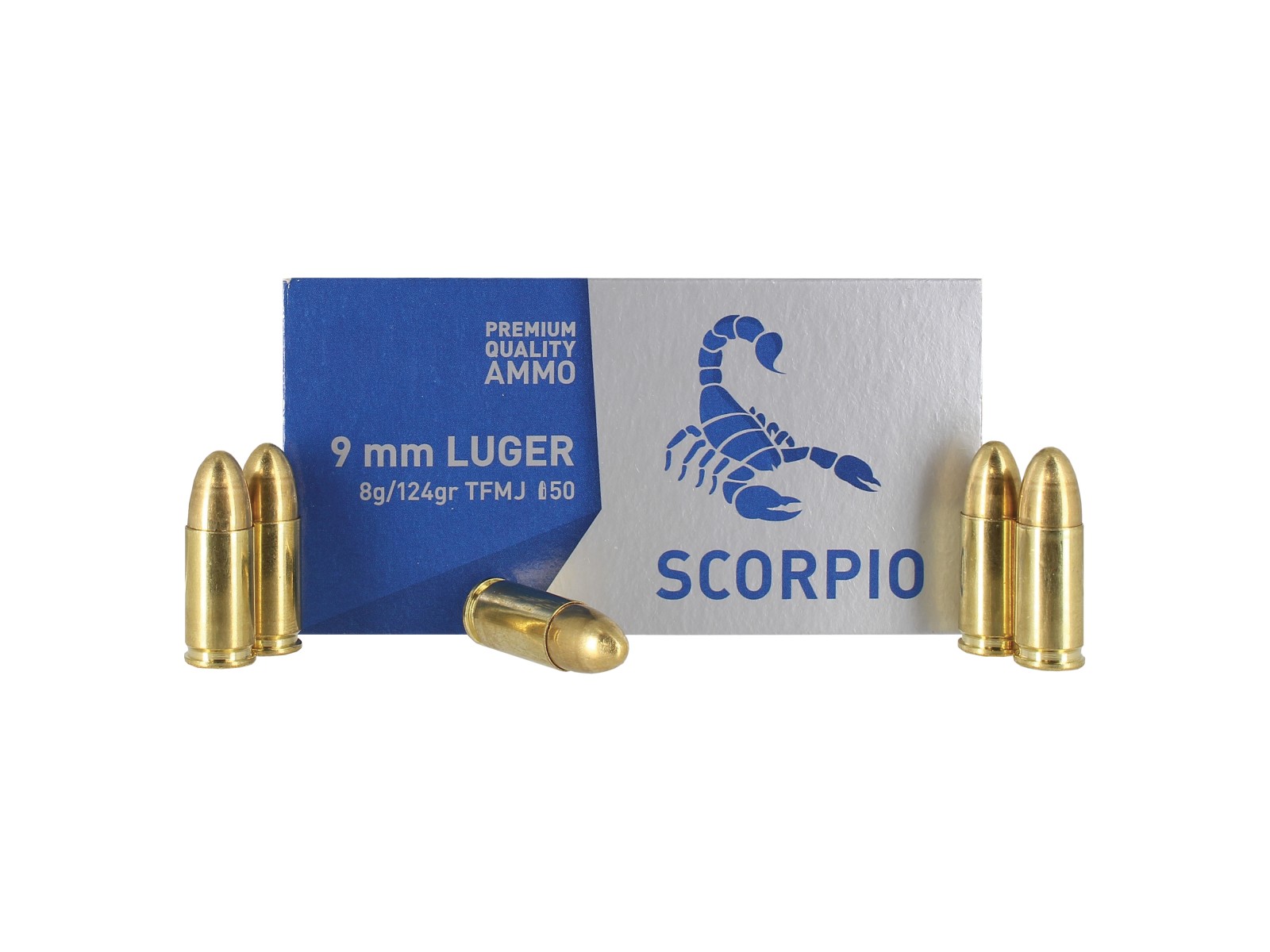 Municiones - STV - Scorpio 9mm Luger TFMJ 124Gr - standard primer (x50)